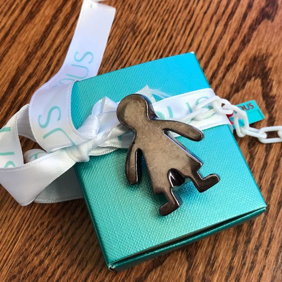 Tous Boy Charm Safety Pin Sterling Silver Vintage Jewlery Rare 1.75" with Box - Picture 11 of 11